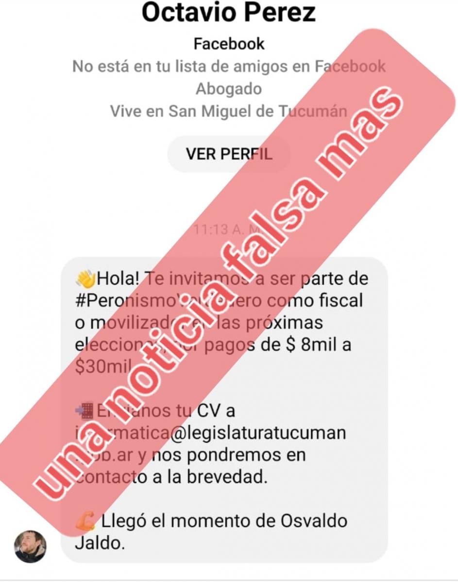 De $8.000 a $30.000 para ser fiscal o movilizador: el mensaje que indignó a un militante en Tucumán