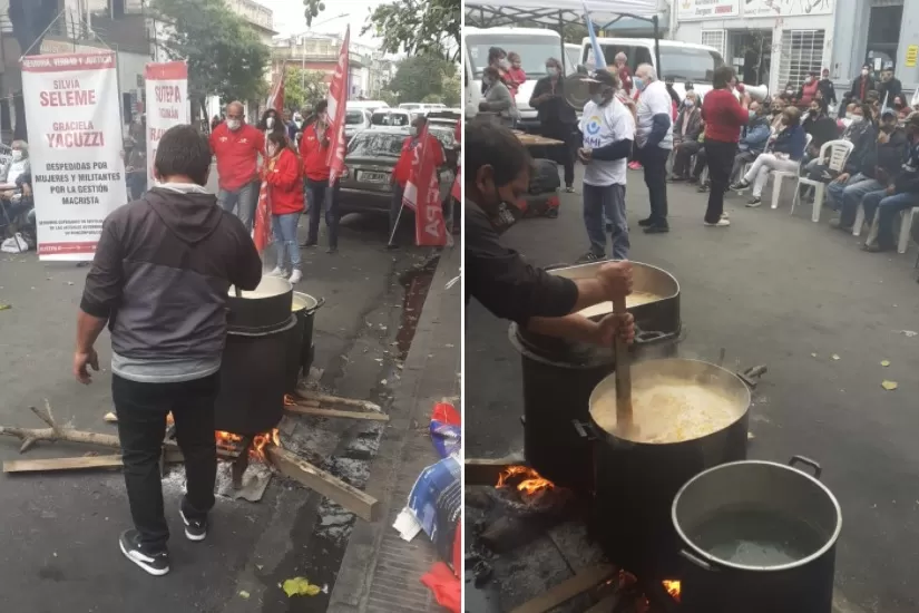 Con una olla popular y cortes de calles protestan frente al Pami Tucumán