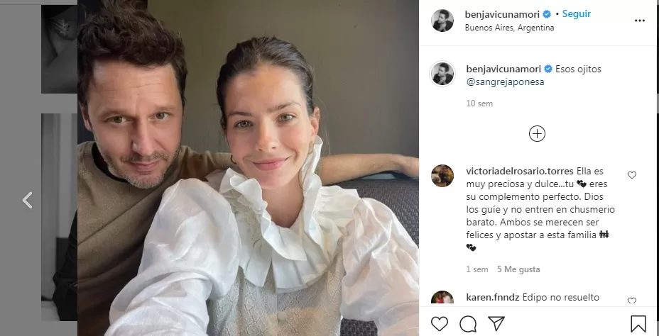 ¿NOS PASA A TODOS? La pareja de Vicuña y Suárez, todavía juntos en junio pasado. FOTO TOMADA DE INSTAGRAM