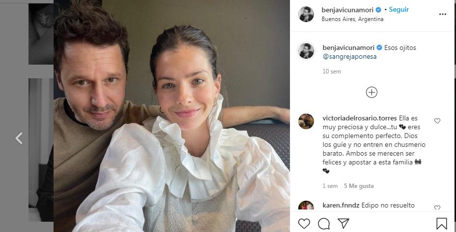 La pareja, en junio pasado. FUENTE: STORIES DE INSTAGRAM DE @benjavicunamori,