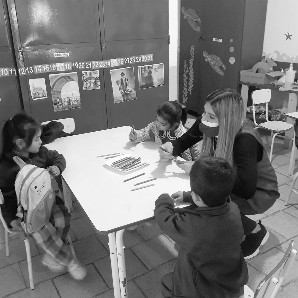 EN CLASE. Son 135 los chicos que se forman hasta sexto grado en El Colegio de la Divina Misericordia.  