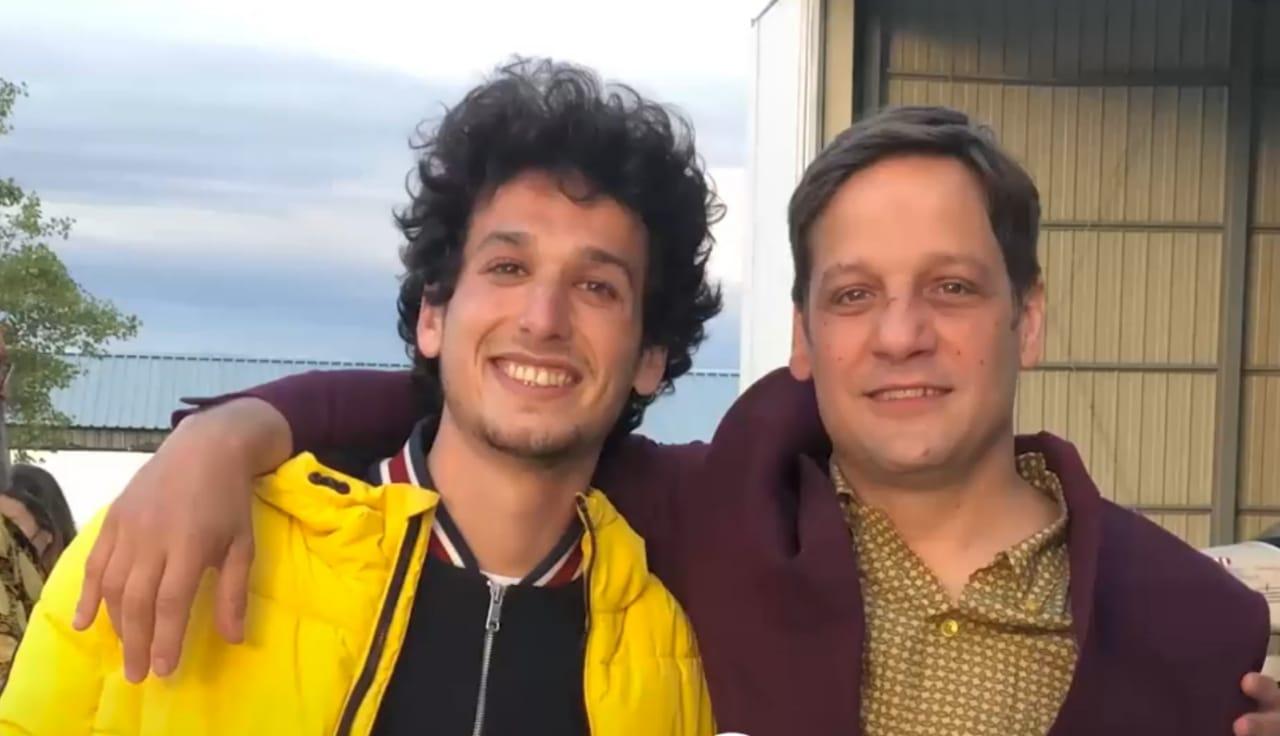 Juan Melnik y Rodrigo de la Serna, en una pausa de la filmación.