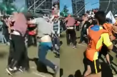 Video: un grupo de militantes se enfrentó a golpes en el acto de Manzur