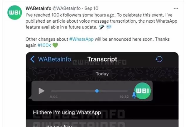 ADELANTO. Así se vería la transcripción de audios de WhatsApp.