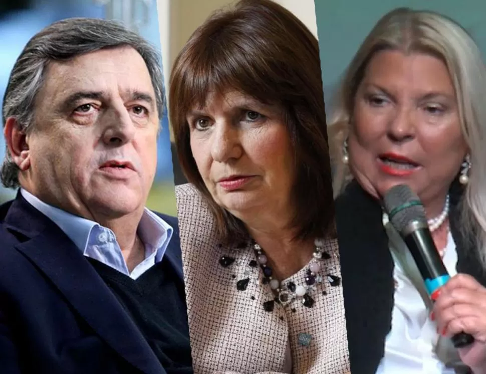 REFERENTES. Mario Negri, Patricia Bullrich y Elisa Carrió se refirieron a la situación que atraviesa el Gobierno.  