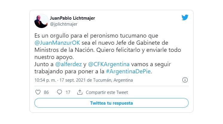 En las redes sociales, los manzuristas festejaron la designación del gobernador