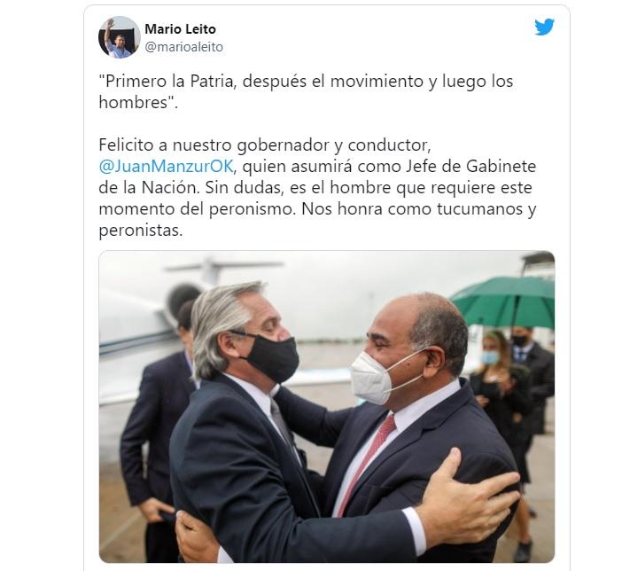 En las redes sociales, los manzuristas festejaron la designación del gobernador