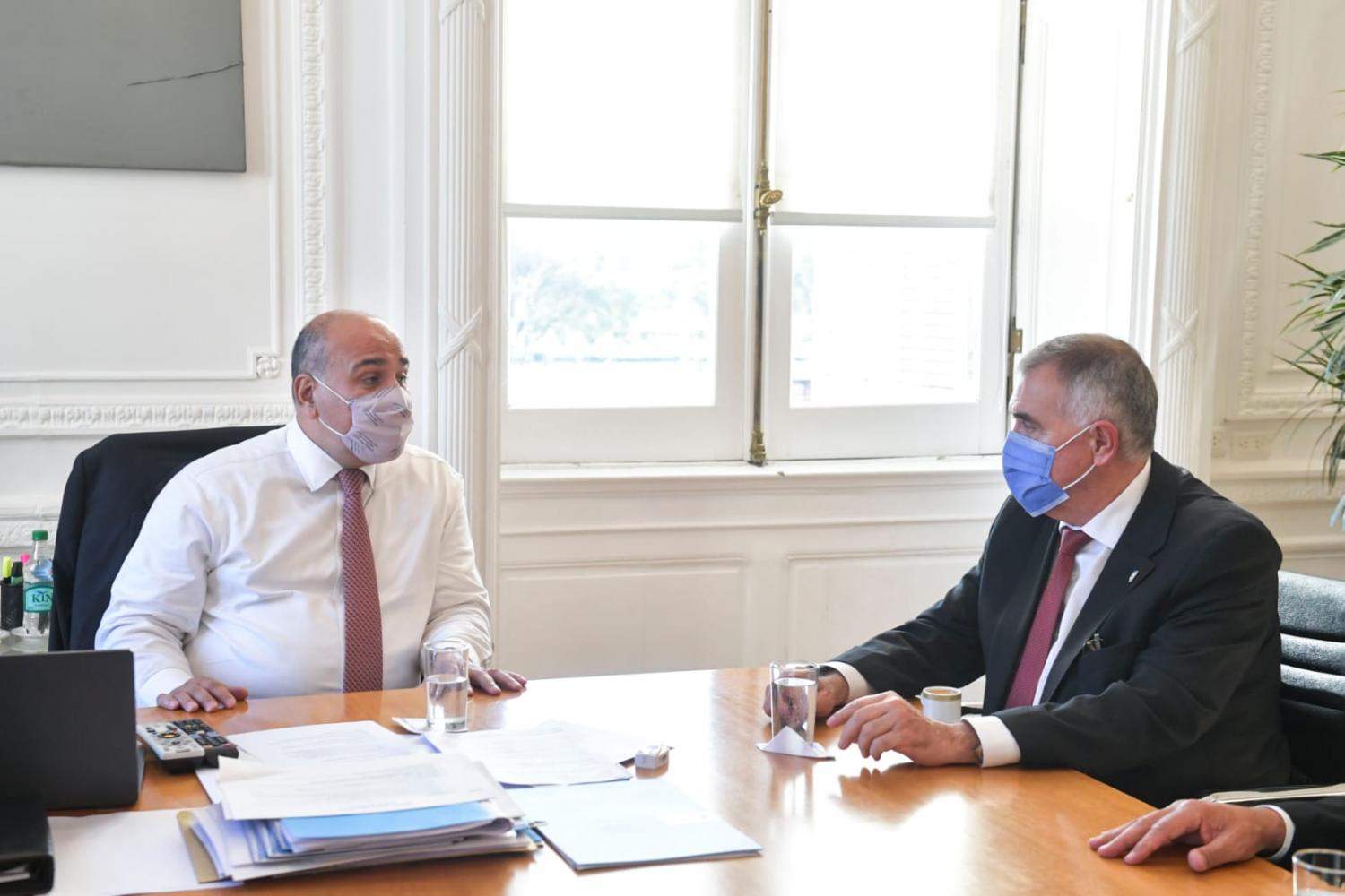 EN CASA ROSADA. Juan Manzur y Osvaldo Jaldo, reunidos en Buenos Aires. / PRENSA OFICIAL