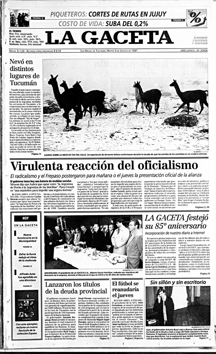 Pedicone, un antecedente de 1997 de vacío en la Casa de Gobierno
