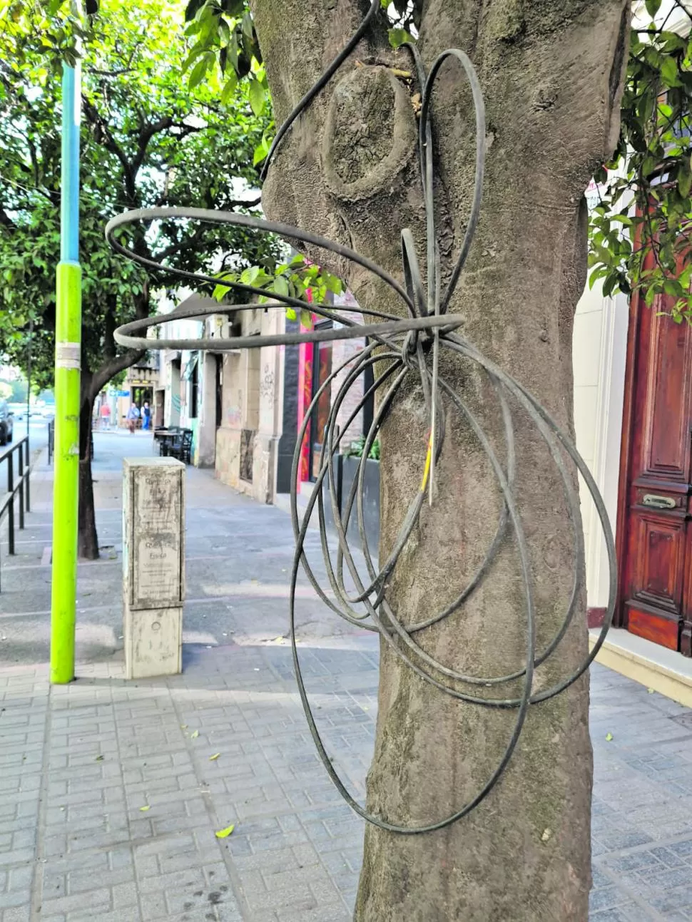 CABLEADO. Esta postal nos ofrece Rivadavia al 700, en barrio Norte. LA GACETA/ FOTOS DE JUAN PABLO SáNCHEZ NOLI