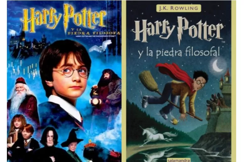 El afiche de la película y la tapa del libro.  