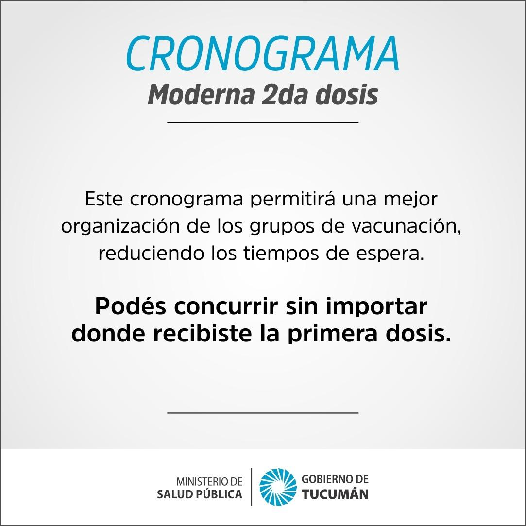 CONVOCATORIA. El Siprosa llama a 9.000 personas a aplicarse la segunda dosis de Moderna.