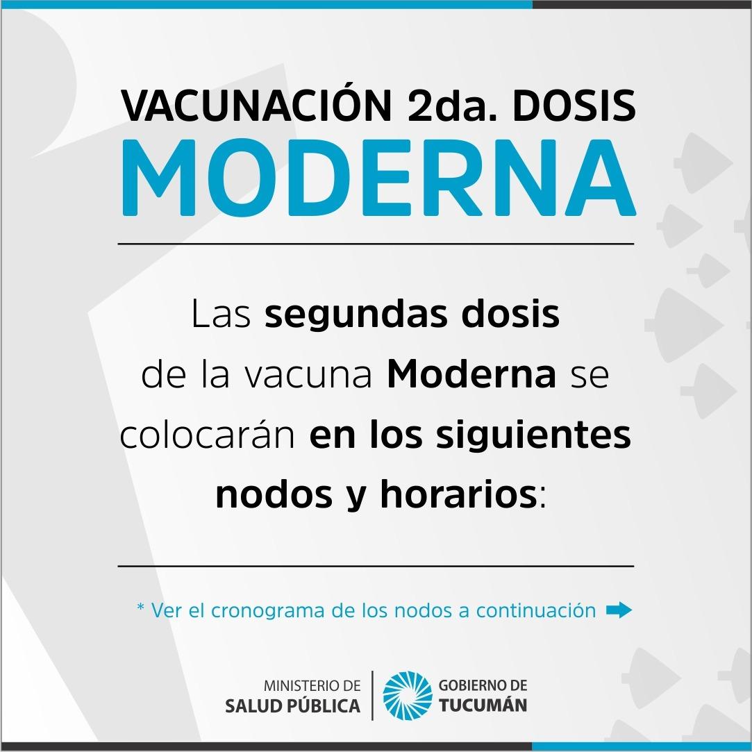 CONVOCATORIA. El Siprosa llama a 9.000 personas a aplicarse la segunda dosis de Moderna.