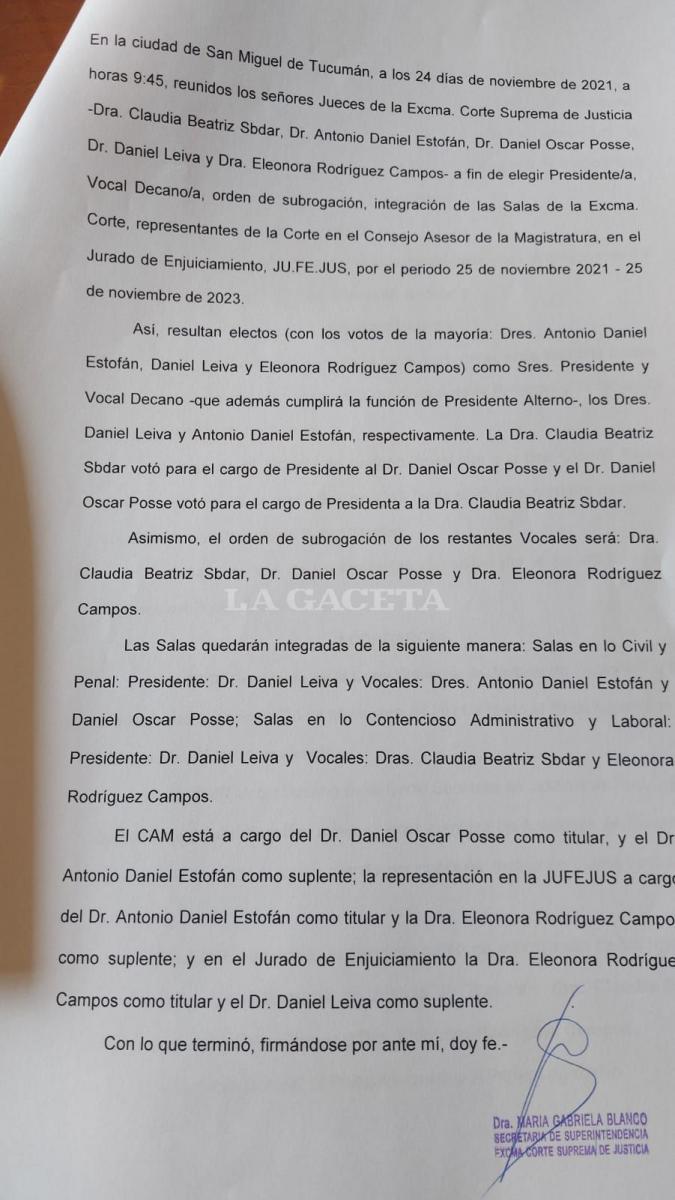 Así fue la votación que llevó a Daniel Leiva a la presidencia de la Corte provincial