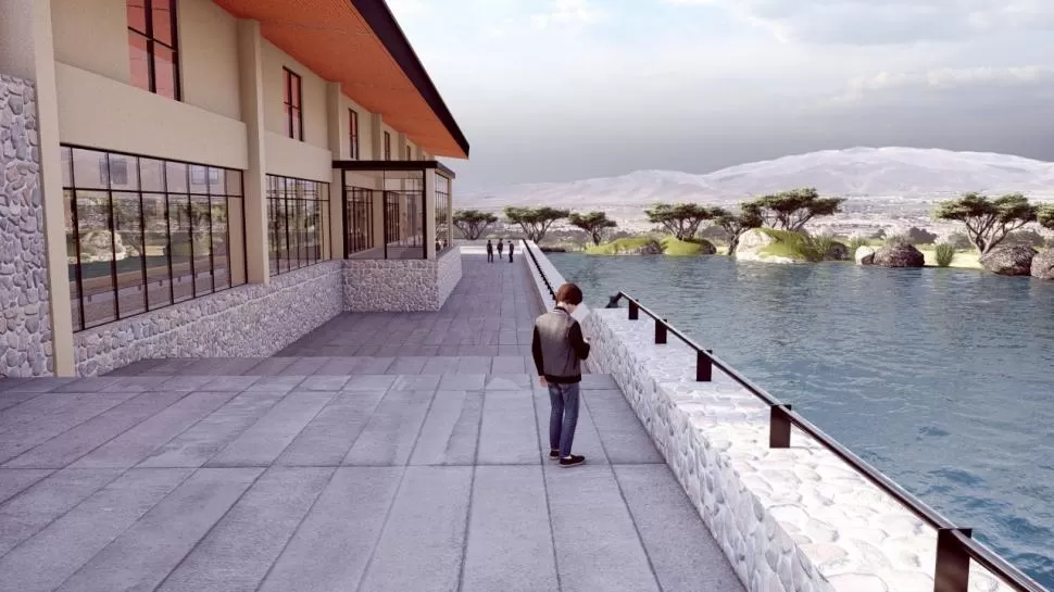 CARNAVAL VISUAL. El diseño de todos los edificios están orientados para sacarle provecho a los paisajes de la villa. En la imagen, los ventanales del edificio darán hacia la laguna de retención que se creará. 