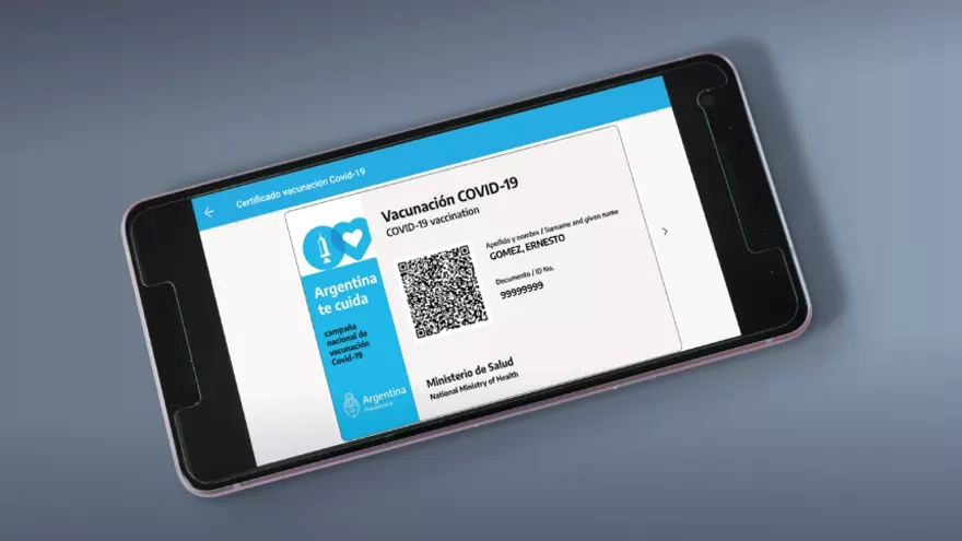 La app Mi Argentina permite ver en línea el certificado de vacunación