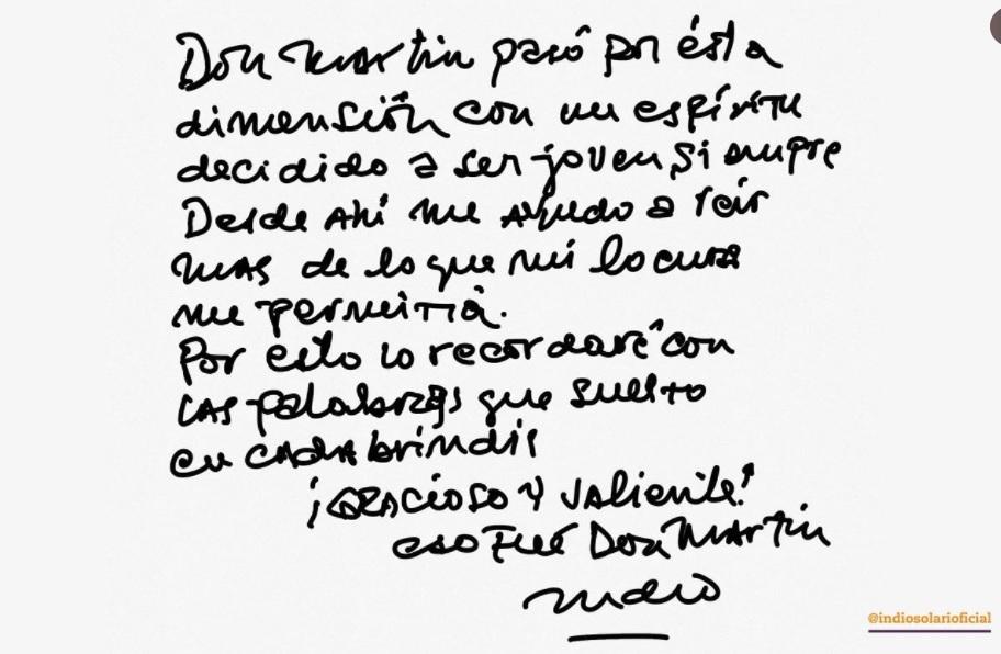 ¡Gracioso y valiente!: las palabras de puño y letra con las que el Indio despidió a Martín Carrizo