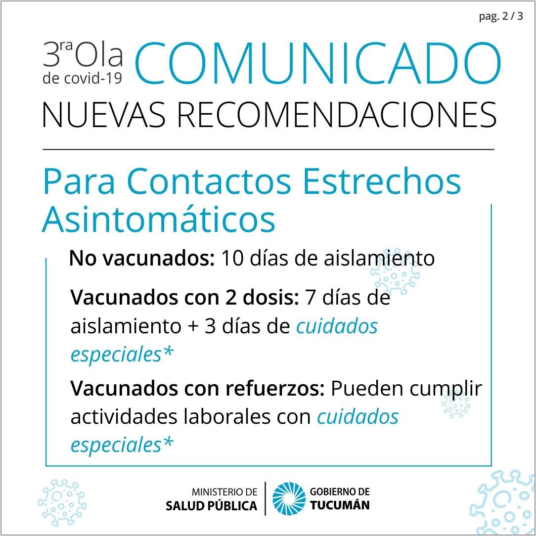 Las recomendaciones más importantes para pacientes positivos y contactos estrechos asintomáticos