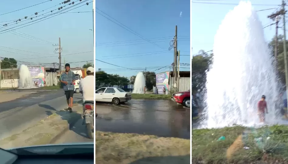 Video: empezó a salir agua de un desagüe y niños aprovecharon para refrescarse