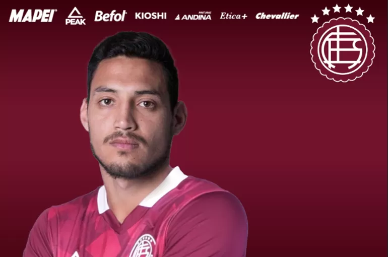 CON NUEVO CLUB. Cabral, con los colores de Lanús. 