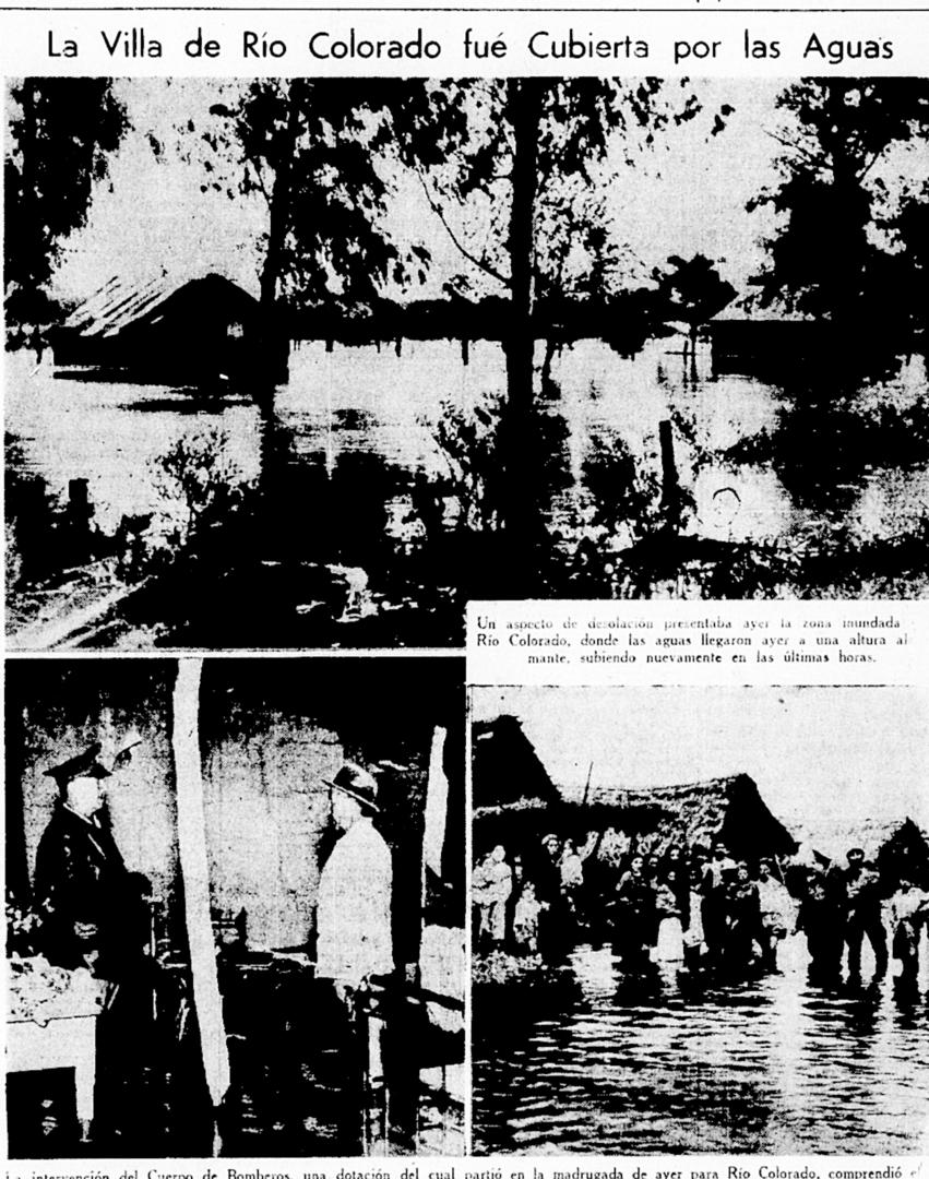 EN 1936. Río Colorado quedó aislada y bajo las aguas debido a la crecida de las aguas.