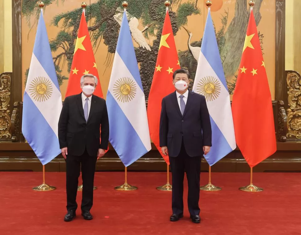 MANDATARIOS. Alberto Fernández y su par chino, Xi Jinping, se reunieron en el país asiático. 