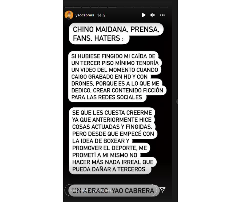 El Youtuber Yao Cabrera se recupera y quiere enfrentarse al “Chino” Maidana