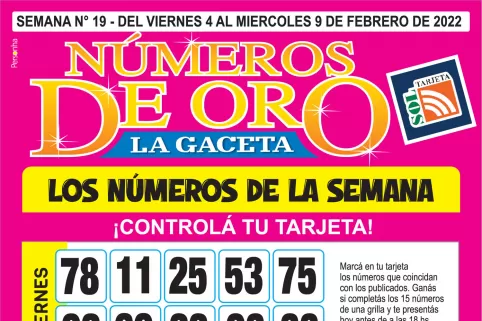 ¡Mucha suerte! Esta es la grilla completa de los Números de Oro