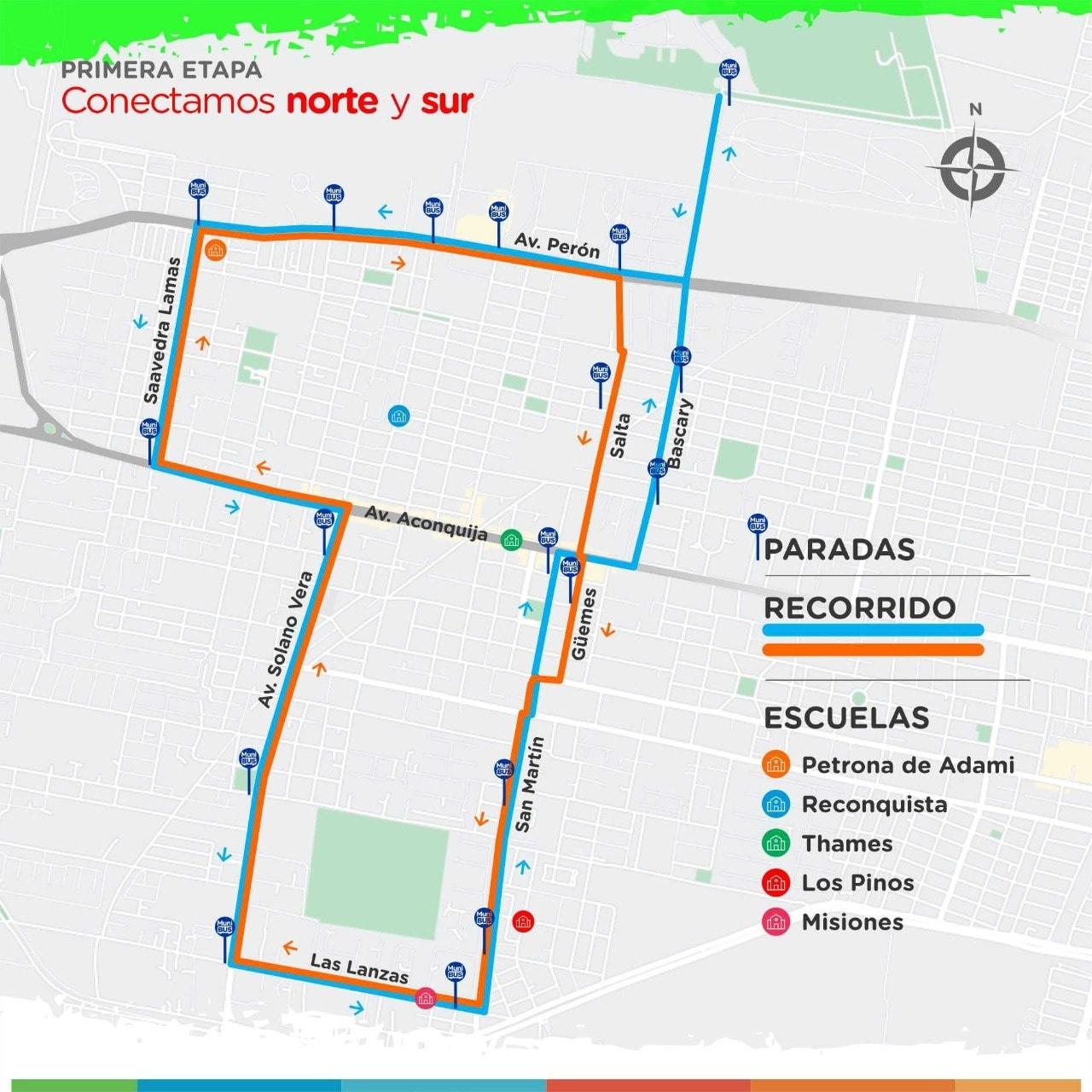 LOS RECORRIDOS. El mapa previsto en la etapa de prueba por la Municipalidad de Yerba Buena.