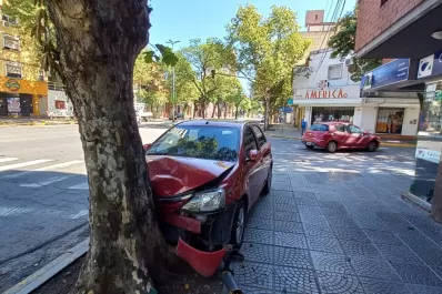 Video: chocó dos veces frente a un edificio, arrancó un semáforo y se estrelló contra un árbol