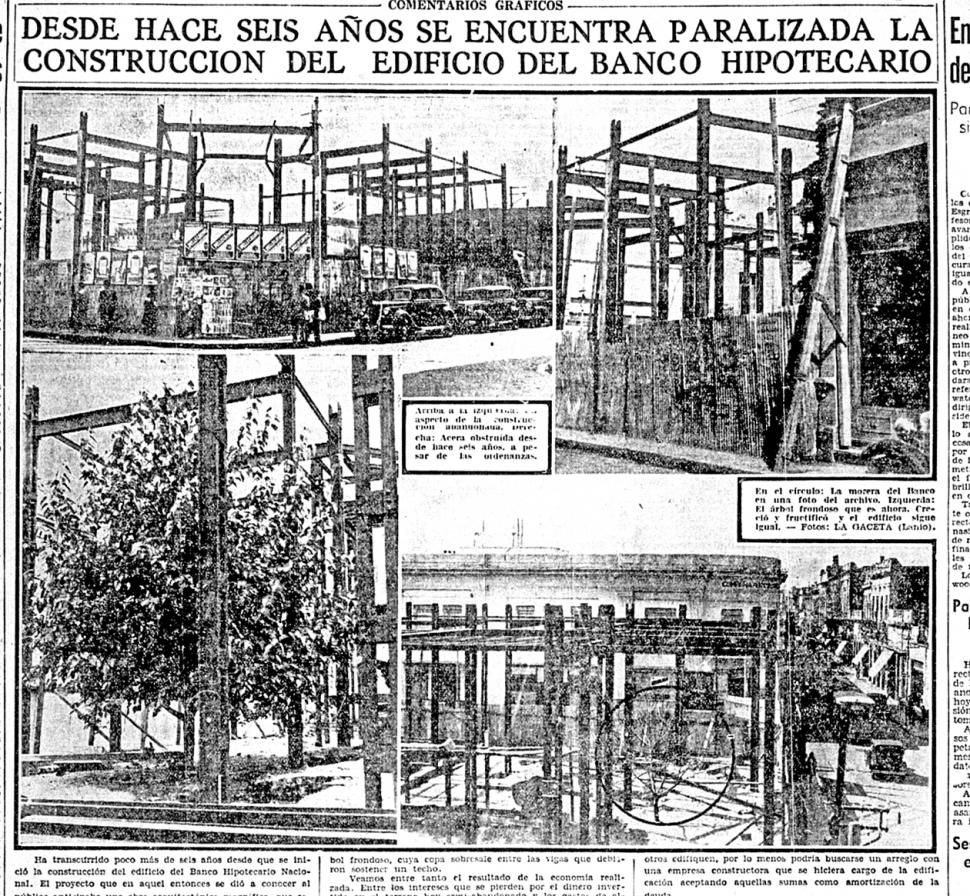 EN 1930. A la derecha, la estructura de lo que sería un futuro edificio. Abajo. a la izquierda, el retoño de morera que se había vuelto un árbol hecho y derecho en el 36. 