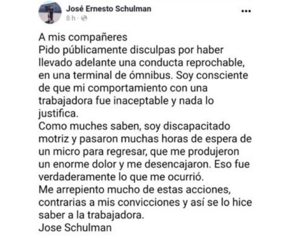 El dirigente K que golpeó a una empleada de la terminal de ómnibus fue citado a indagatoria y pidió licencia