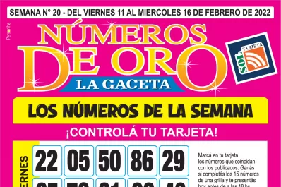 ¡Mucha suerte! Esta es la grilla completa de los Números de Oro