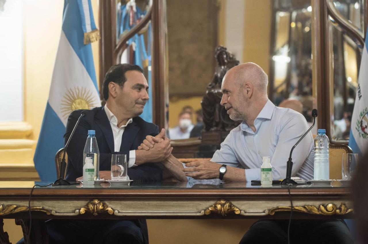 ENCUENTRO. Horacio Rodríguez Larreta y Gustavo Valdés.