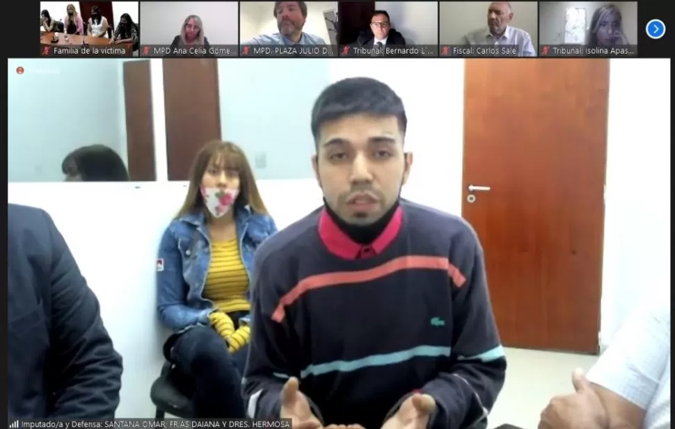 ESPERANDO LA SENTENCIA. Omar Leonardo Santana y su pareja Karen Daiana Frías momentos antes que escuchar el fallo en su contra. 