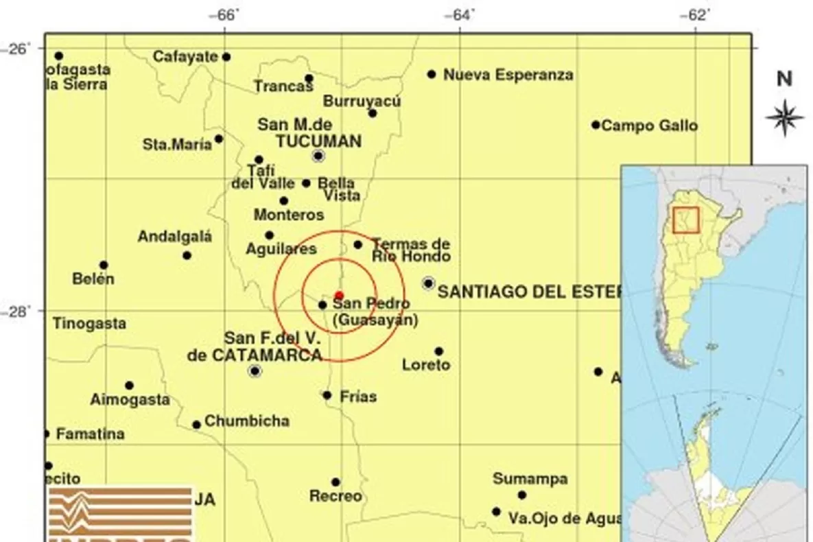 EL EPICENTRO. El movimiento sísmico se registró en Santiago del Estero, según el informe de Inpres.