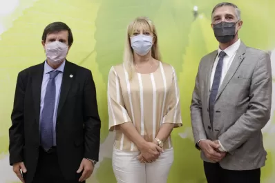 Los integrantes de una fórmula rectoral junto a una diputada manzurista