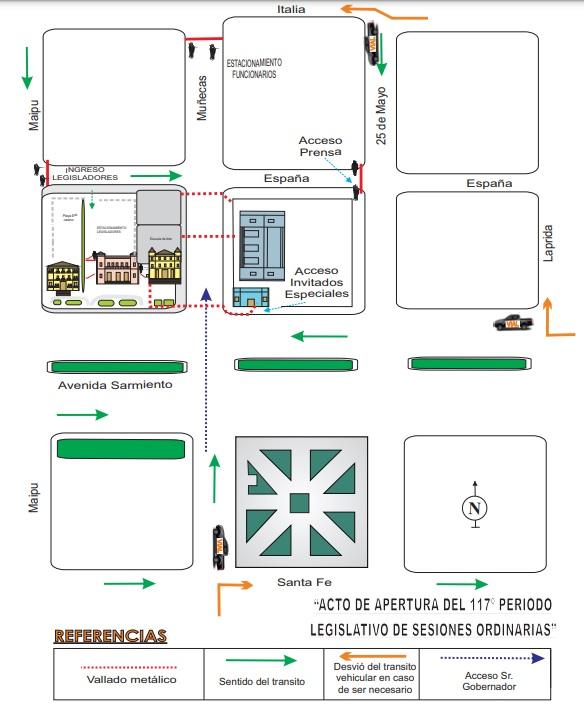 Cortes de tránsito, horarios y la previa de la apertura de sesiones en la Legislatura