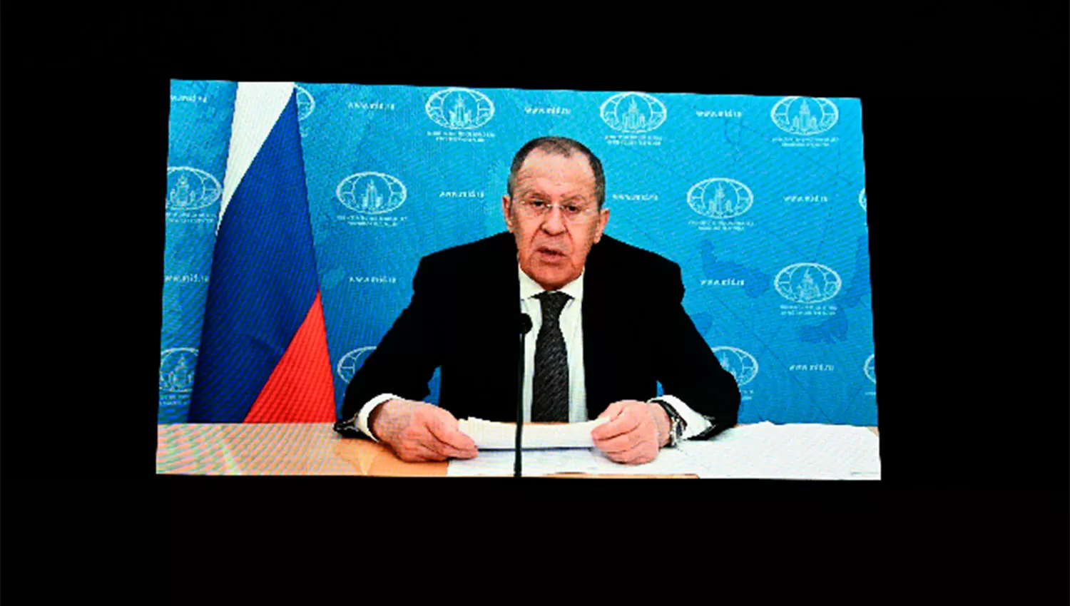 RECHAZO. El ministro de Asuntos Exteriores de Rusia, Serguéi Lavrov, grabó un discurso que fue repudiado en la ONU.