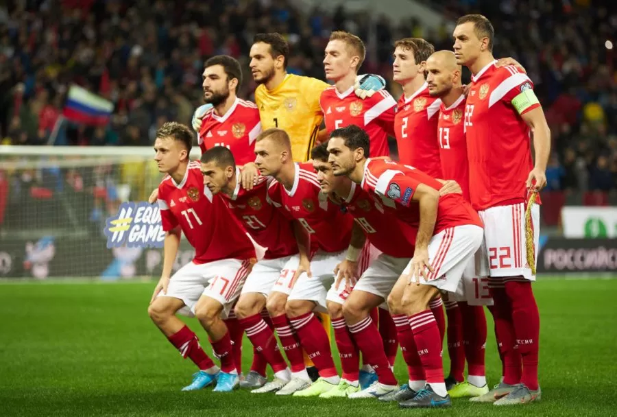 La selección de fútbol de Rusia.