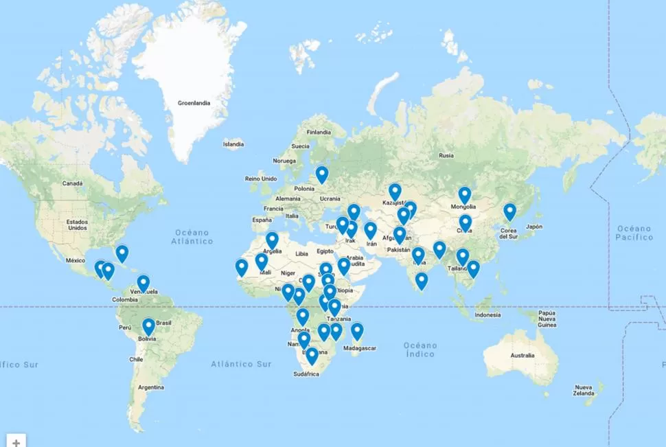 LOS PAÍSES QUE APOYAN O TOLERAN LA GUERRA EN UCRANIA. El mapa presenta la localización de los respaldos con los que aún cuenta Rusia. Google Maps 