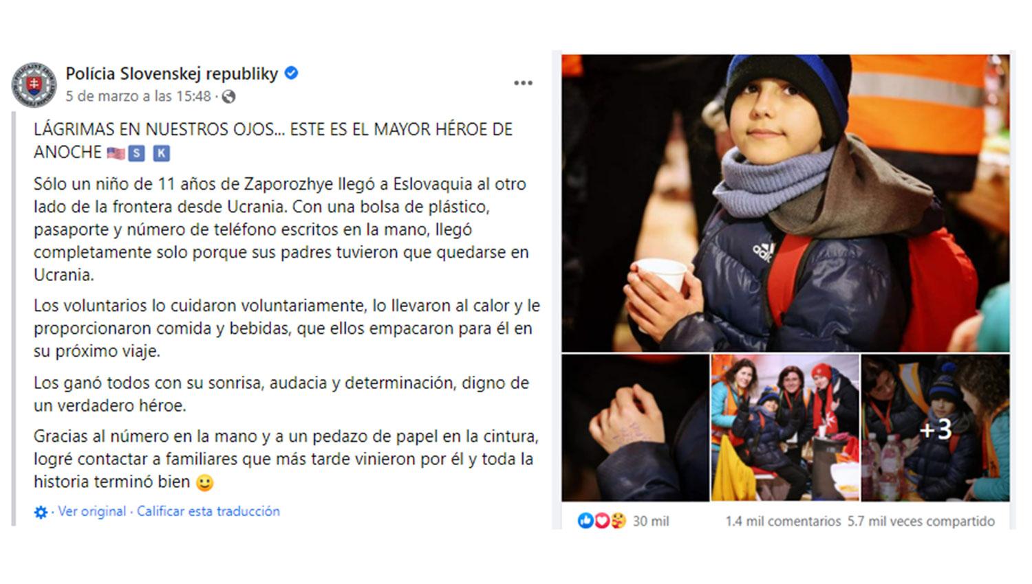 HÉROE. La Policía de Eslovaquia celebró la llegada del pequeño y la compartió en las redes sociales. 