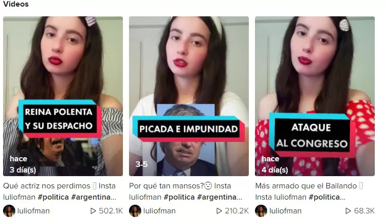 ÉXITO. Apodó Reina Polenta a Cristina y es furor en TikTok por sus parodias al Gobierno.