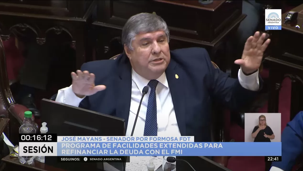 CRÍTICO. Para defender el acuerdo con el FMI, el titular del bloque del Frente de Todos en el Senado, José Mayans (foto), repasó decisiones económicas del Gobierno de Mauricio Macri.