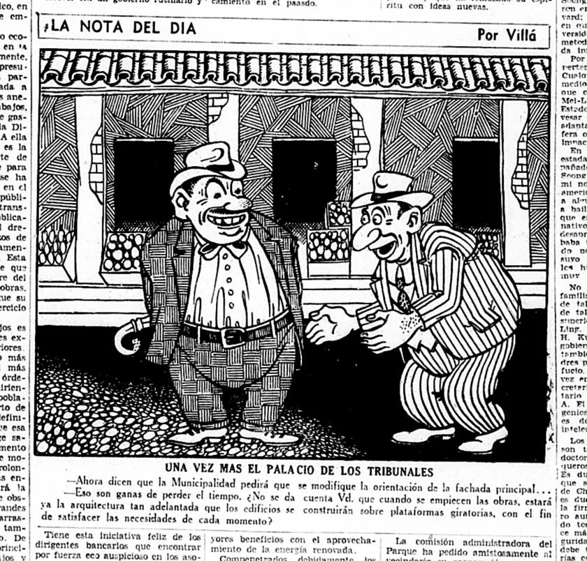 HUMOR DE VILLÁ. Nuestro dibujante tomó el tema del cambio de orientación del palacio tribunalicio con ironía.  