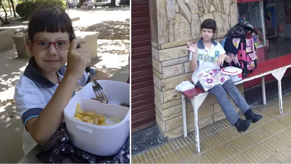 Milagros es celíaca y tuvo que comer en una plaza porque no la dejaban usar el comedor de la escuela