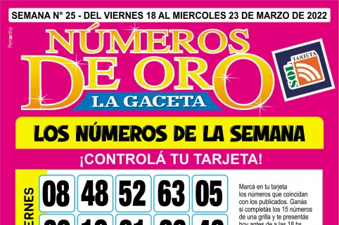 ¡Mucha suerte! Esta es la grilla completa de los Números de Oro