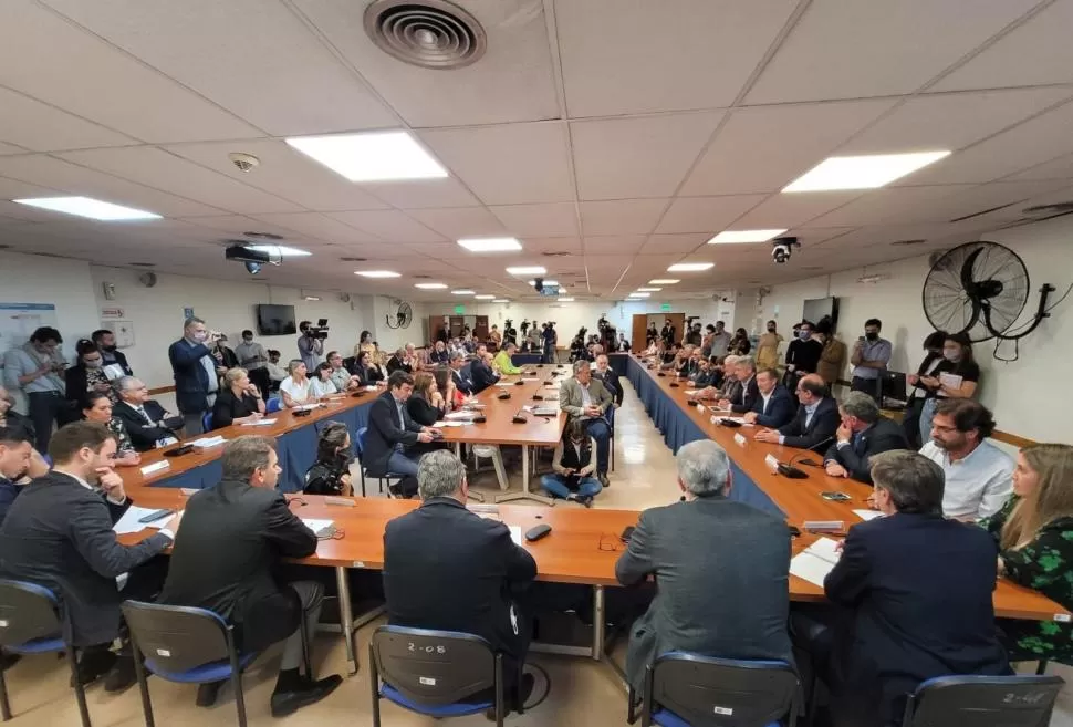 REUNIDOS. Los titulares de la Mesa de Enlace fueron escuchados por el interbloque de Juntos por el Cambio. 