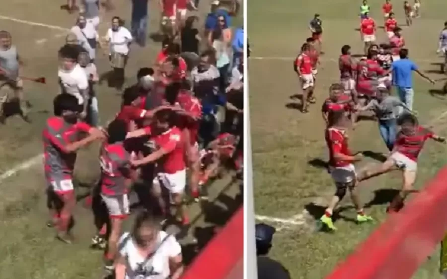 Batalla campal: los jugadores de ambos clubes compartimos juntos el tercer tiempo, pidiéndonos disculpas