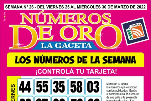 ¡Mucha suerte! Esta es la grilla completa de los Números de Oro